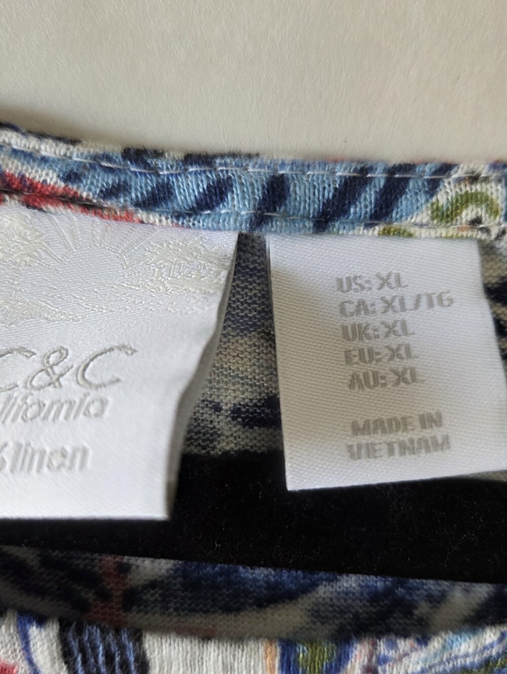 C&C California Linen Leaf-Print Short Sleeve Top XL - Picture 2 of 5
